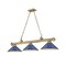 Z-Lite Cordon 3 Light Billiard, Rubbed Brass & Navy Blue 2306-3RB-MNB - alternate 1